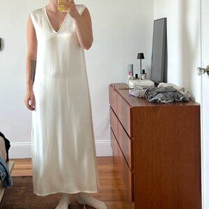 Lapointe Vneck Satin Boxy Dress (SS20) ***CREAM